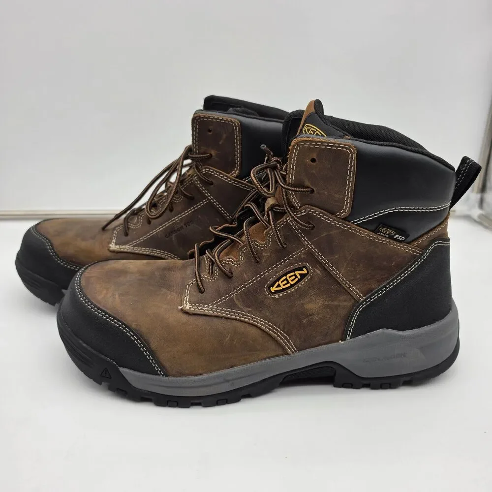 Keen Utility Mens Evanston 6in ESD CT Bison/Black Leather Work Boots 13D